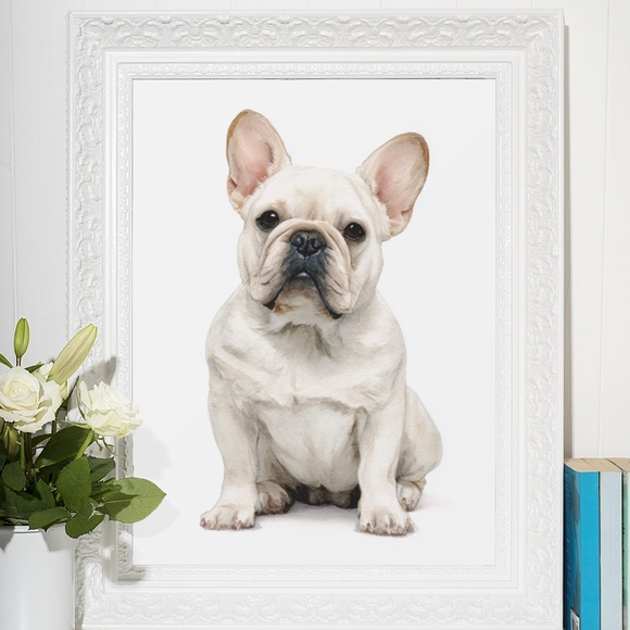 Watercolor French Bulldog Pet Portrait Wall Art Print Poster Unframed - Cute Dog - Picture 6 of 6